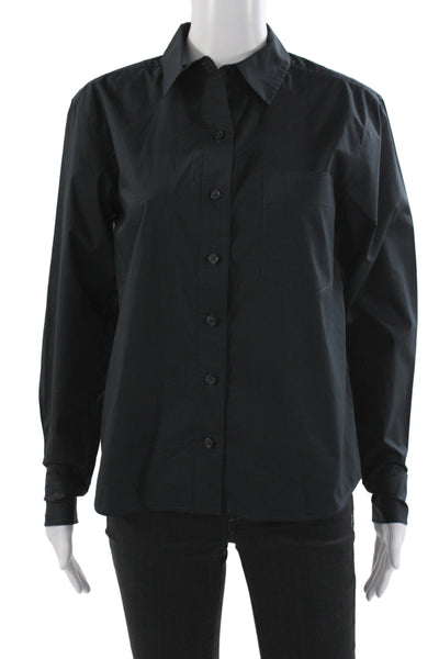 Richer Poorer Women Black Cotton Collared Button-Up Long Sleeve Top Size XS