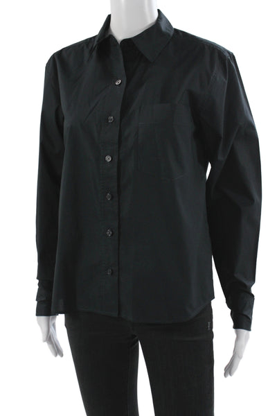 Richer Poorer Women Black Cotton Collared Button-Up Long Sleeve Top Size XS