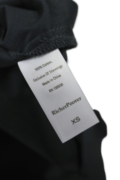 Richer Poorer Women Black Cotton Collared Button-Up Long Sleeve Top Size XS