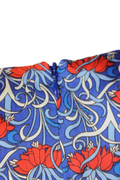 Alexis Women Wrap Dress Blue Floral V-Neck Short Sleeve Long Zip Size XS