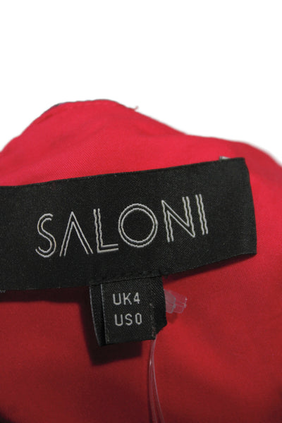 Saloni Womens Mini Dress Multicolor Silk V-Neck 3/4 Sleeve Zip Size 0