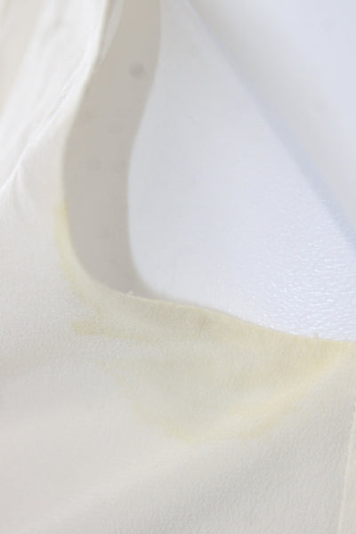 Elie Tahari Women Silk Ivory V-Neck Sleeveless Basic Blouse Tie Closure Size XS