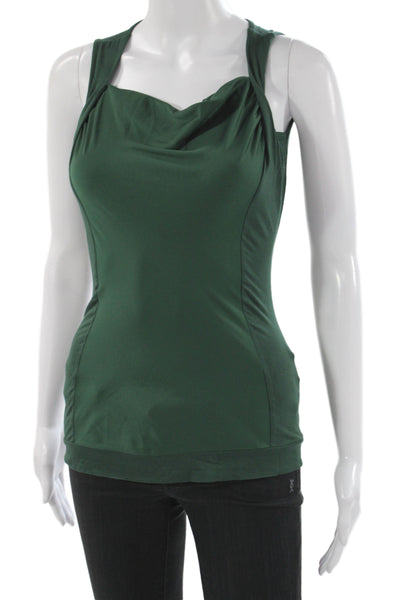Designer Women Camisole Cowl Neck Green Sleeveless Summer Size XS