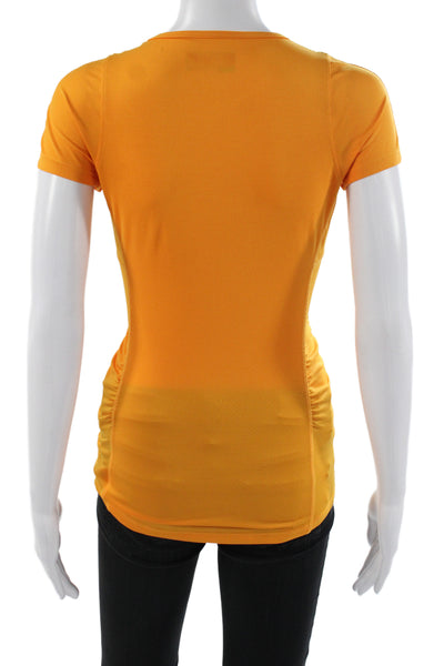 Lija Womens Orange Basic T-Shirt Short Sleeve Round Neck Size S