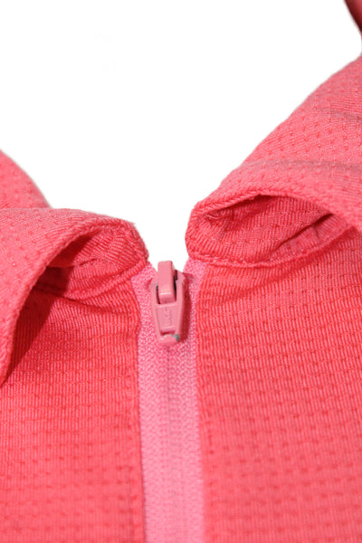 Lija Womens Pink Jersey Polo Short Sleeve Collared Zip Athleisure Size XS