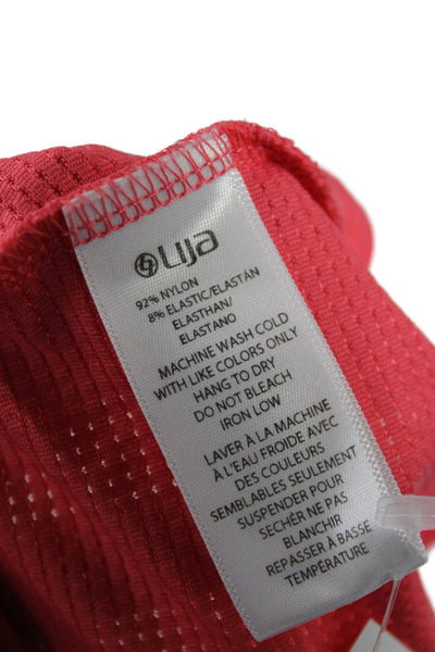 Lija Womens Pink Jersey Polo Short Sleeve Collared Zip Athleisure Size XS