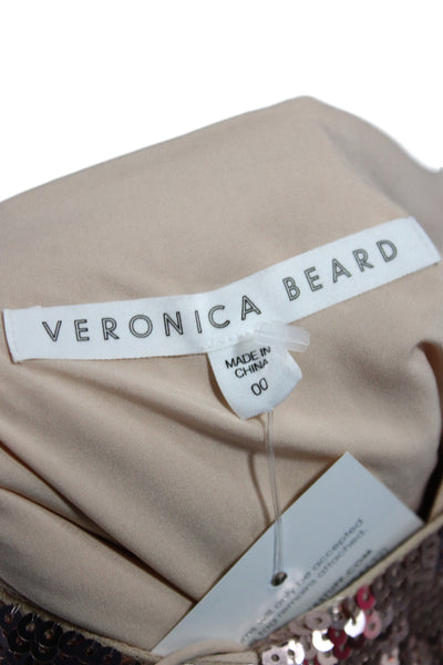 Veronica Beard Women Brown Sequin V-Neck Camisole Spaghetti Strap Size 00
