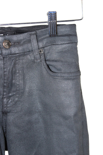 7 For All Mankind Women Skinny Coated Black Modal Jeans Size 24