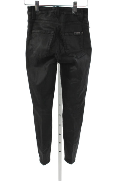 7 For All Mankind Women Skinny Coated Black Modal Jeans Size 24