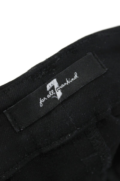 7 For All Mankind Women Skinny Coated Black Modal Jeans Size 24