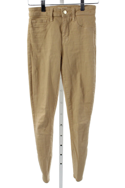 L'Agence Women Skinny Jeans Beige Cotton Button Size 24