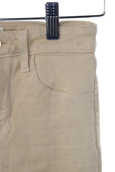 L'Agence Women Skinny Jeans Beige Cotton Button Size 24