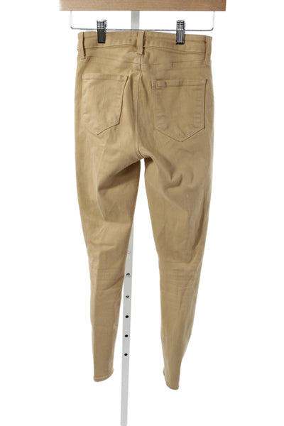 L'Agence Women Skinny Jeans Beige Cotton Button Size 24