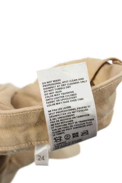 L'Agence Women Skinny Jeans Beige Cotton Button Size 24