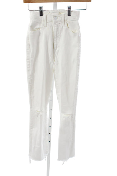 Mother Women Cropped White Cotton Jeans Size 24