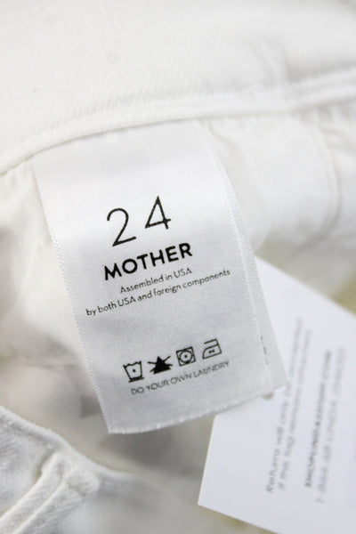 Mother Women Cropped White Cotton Jeans Size 24