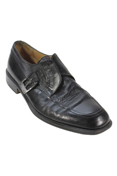 Johnston & Murphy Mens Leather Buckle Closure Dress Shoes Black Size 8.5 Medium