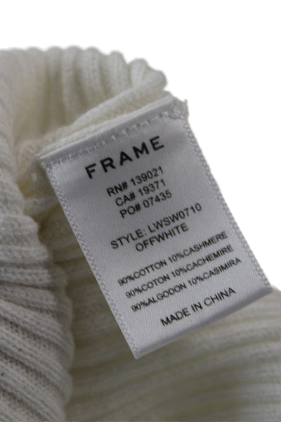 Frame Women Pullover Sweater White Mock Neck Long Sleeve Cotton Size XS