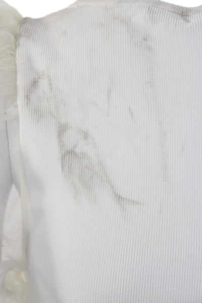 Alice + Olivia Women White Puff Short Sleeve Square Neck Blouse Size XS