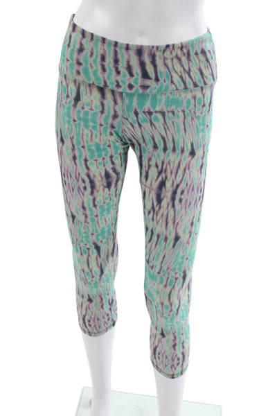 ONZIE Womens Tie Dye Capri Leggings Green Spandex Size XS