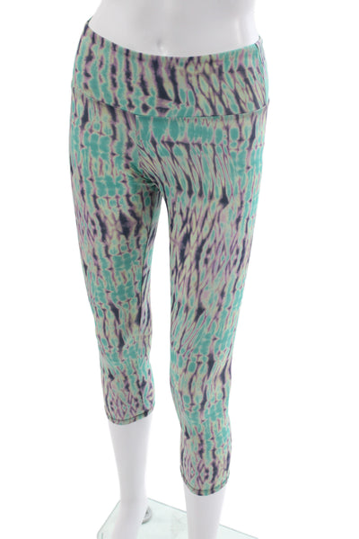 ONZIE Womens Tie Dye Capri Leggings Green Spandex Size XS