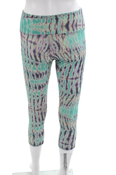 ONZIE Womens Tie Dye Capri Leggings Green Spandex Size XS