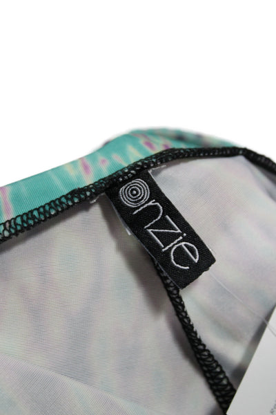 ONZIE Womens Tie Dye Capri Leggings Green Spandex Size XS