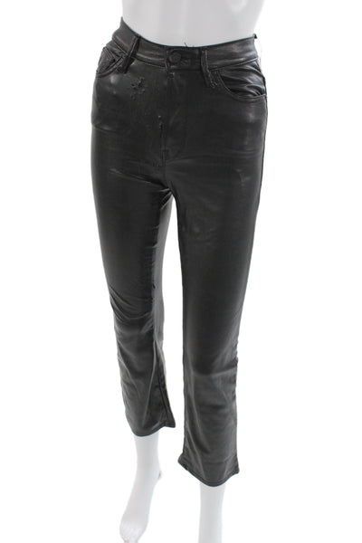 Mother Women Ankle Pants Black Button Polyurethane Size 24