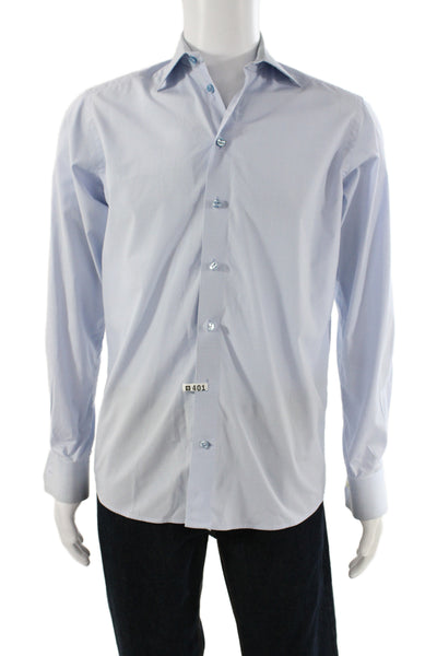 Eton Mens Cotton Blend Striped Button Down Shirt Blue Size 38