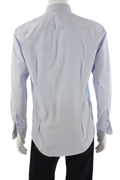 Eton Mens Cotton Blend Striped Button Down Shirt Blue Size 38