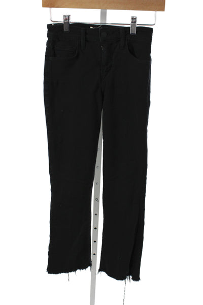 L'Agence Womens Cropped Black Cotton Jeans Button Size 24