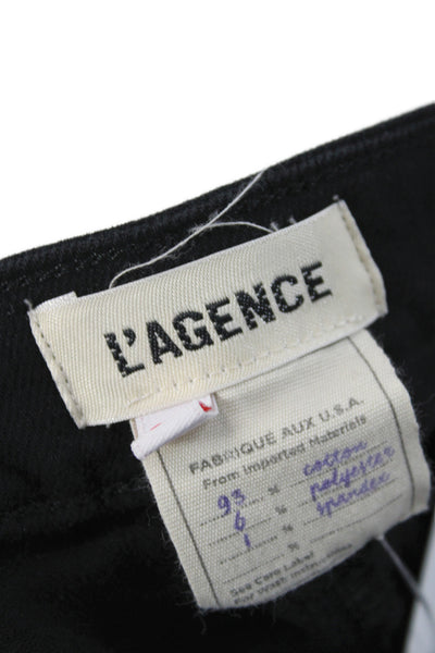 L'Agence Womens Cropped Black Cotton Jeans Button Size 24
