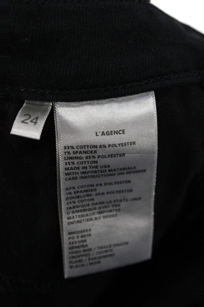 L'Agence Womens Cropped Black Cotton Jeans Button Size 24