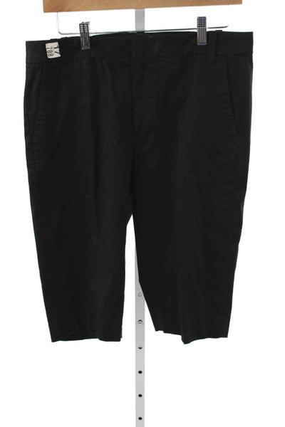 Vince Women Bermuda Shorts Black Button Cotton Casual Size 10