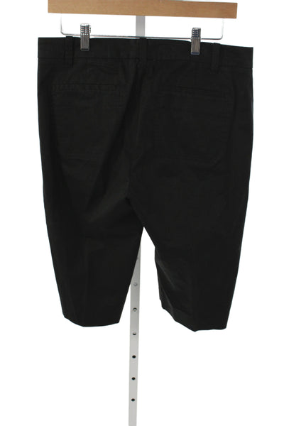 Vince Women Bermuda Shorts Black Button Cotton Casual Size 10