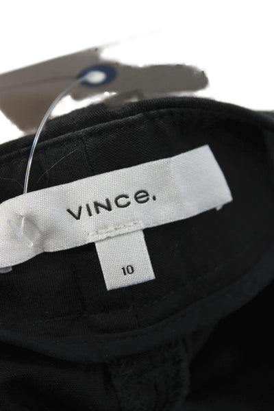 Vince Women Bermuda Shorts Black Button Cotton Casual Size 10