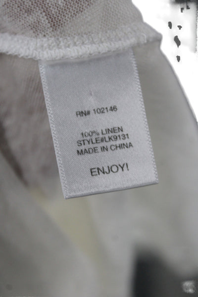Michael Stars Women Basic Linen Scoop Neck Short Sleeve T-Shirt White Size M