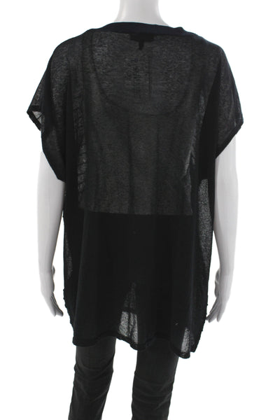 Rag & Bone Womens Black Striped Tunic Blouse Short Sleeve Size M