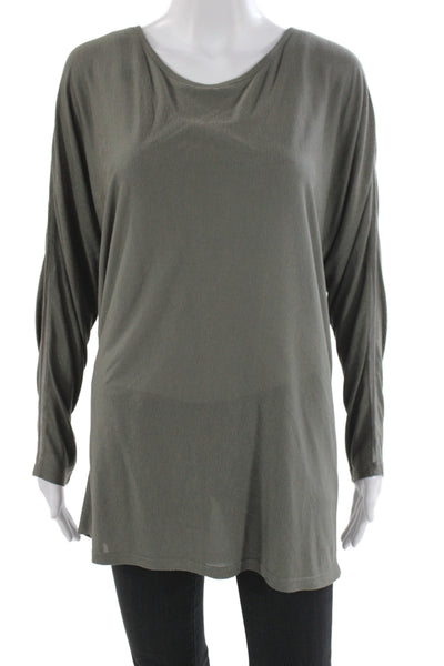 Vince Womens Green Scoop Neck Long Sleeve Tunic Rayon Size M