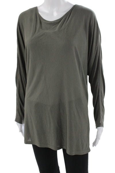 Vince Womens Green Scoop Neck Long Sleeve Tunic Rayon Size M