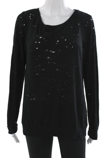 Michael Stars Womens Black Jersey Scoop Neck Long Sleeve T-Shirt Size One Size