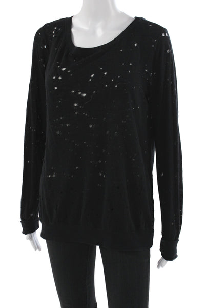 Michael Stars Womens Black Jersey Scoop Neck Long Sleeve T-Shirt Size One Size