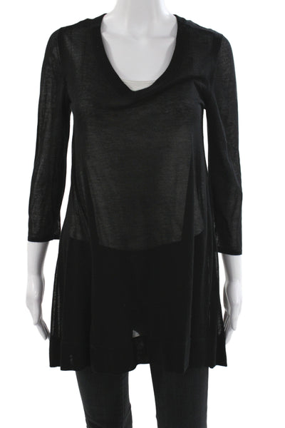Rag & Bone Women Tunic Blouse Black Cowl Neck 3/4 Sleeve Tencel Size M