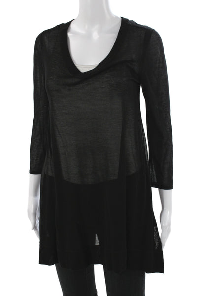 Rag & Bone Women Tunic Blouse Black Cowl Neck 3/4 Sleeve Tencel Size M