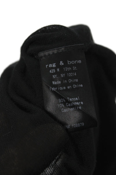 Rag & Bone Women Tunic Blouse Black Cowl Neck 3/4 Sleeve Tencel Size M