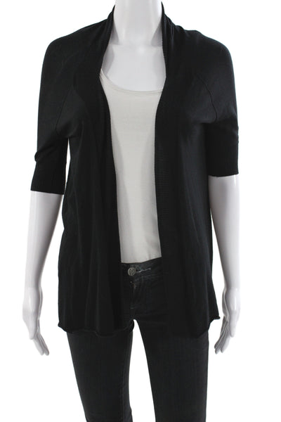Autumn Cashmere Women Black V-Neck Cardigan 3/4 Sleeve Size S