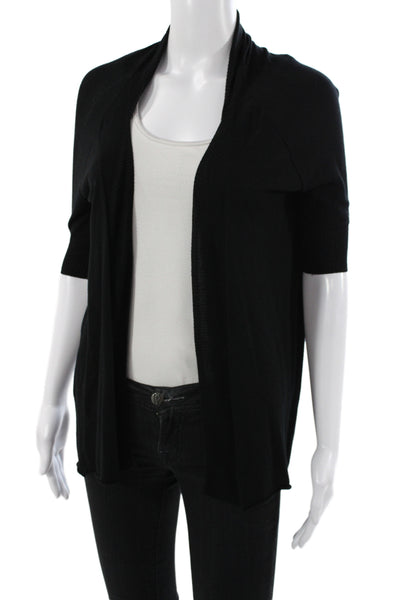 Autumn Cashmere Women Black V-Neck Cardigan 3/4 Sleeve Size S