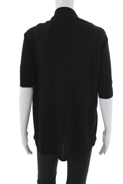 Autumn Cashmere Women Black V-Neck Cardigan 3/4 Sleeve Size S