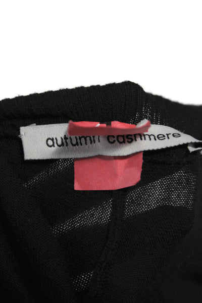 Autumn Cashmere Women Black V-Neck Cardigan 3/4 Sleeve Size S