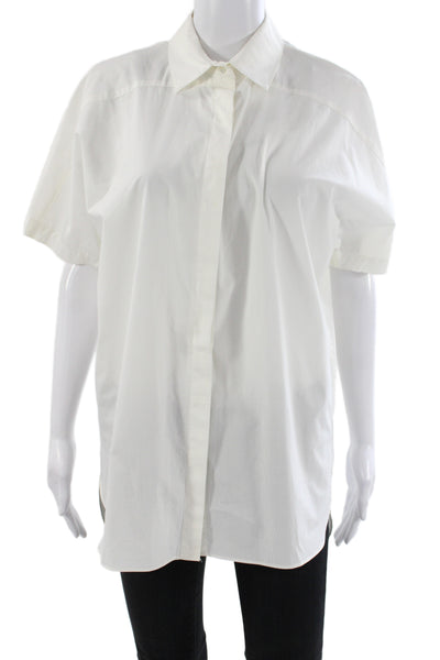 Derek Lam 10 Crosby Women Collared Short Sleeve Cotton Button White Size L